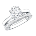 IGI Certified 2 Carat Oval Lab Grown Diamond Bridal Ring Set of 2