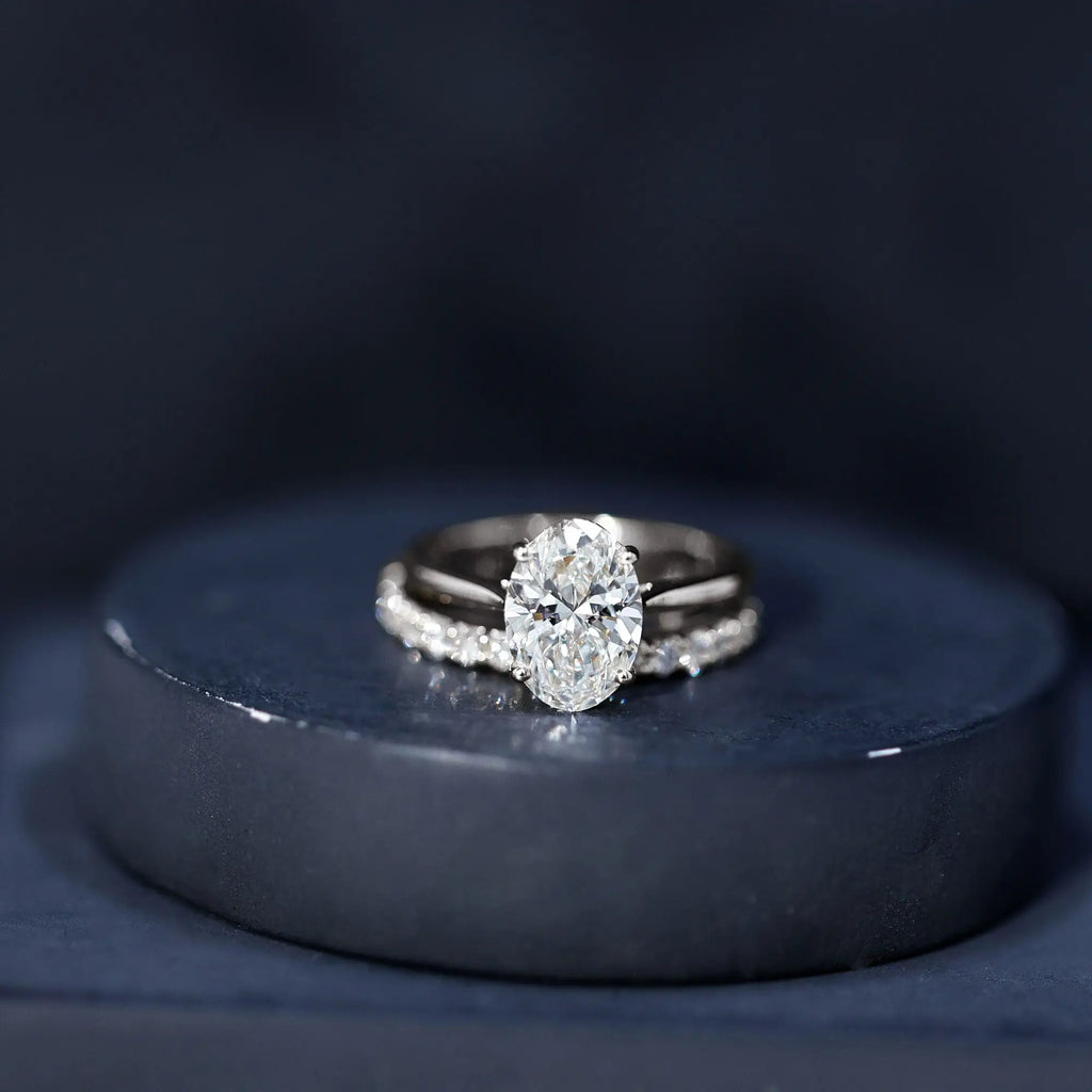 IGI Certified 2 Carat Oval Lab Grown Diamond Bridal Ring Set of 2