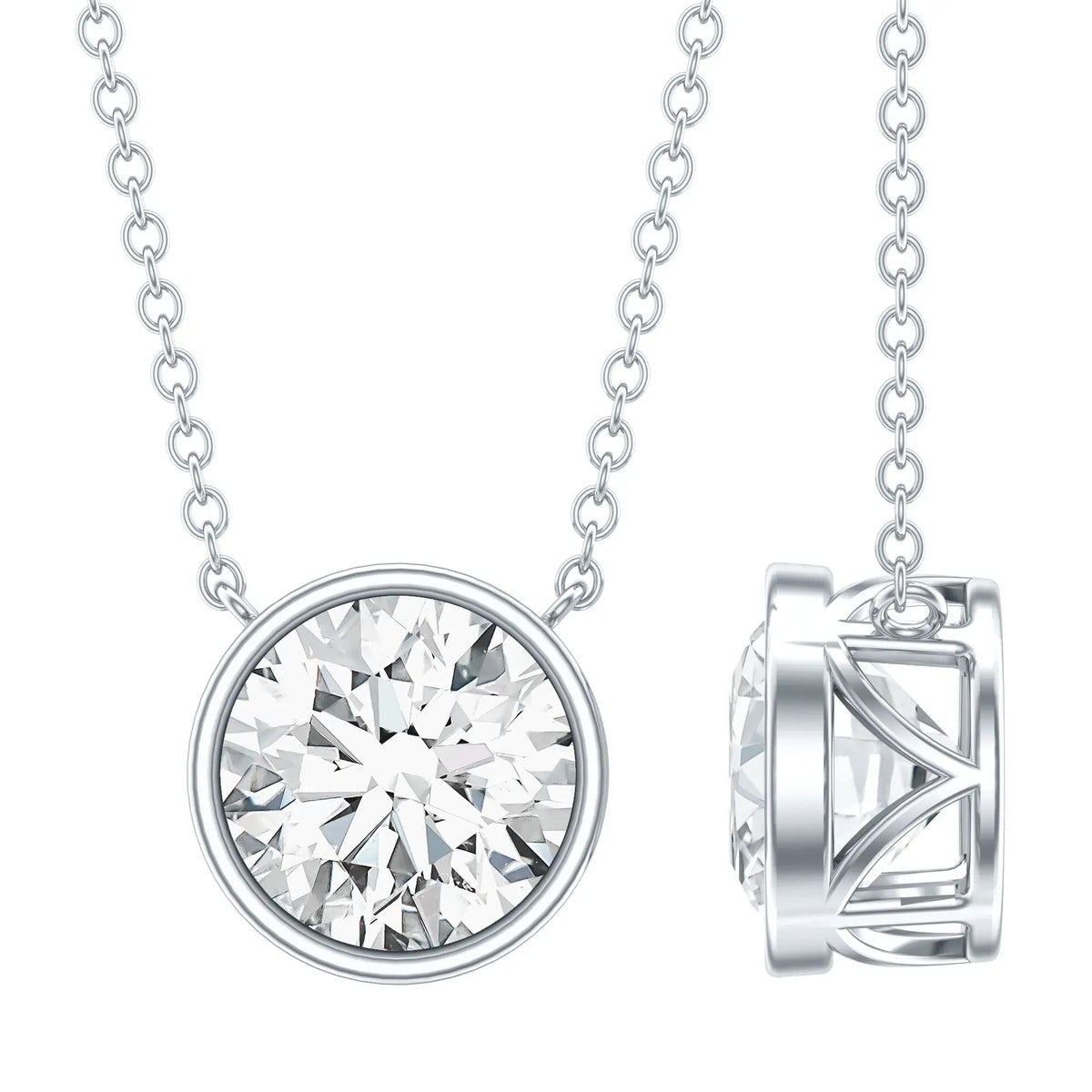 IGI Certified 3 Carat Lab Grown Diamond Solitaire Necklace for Women