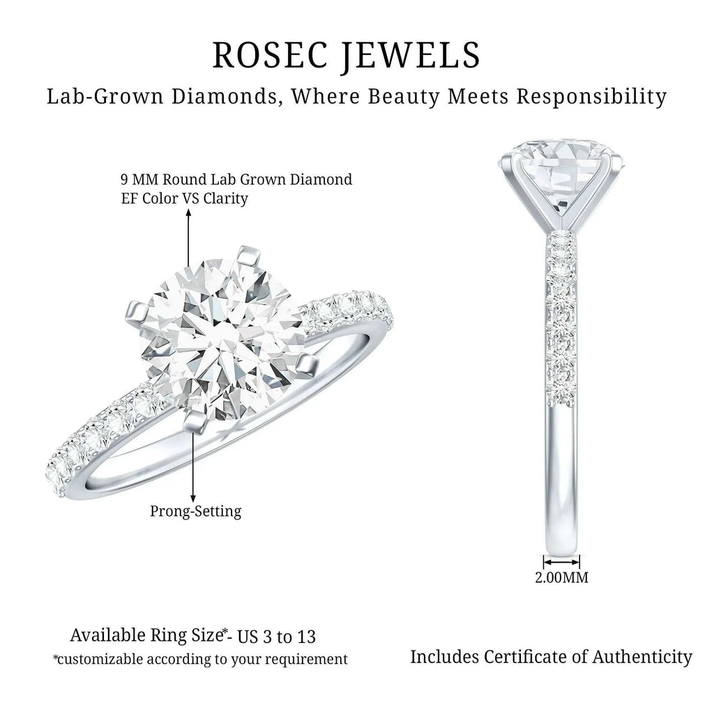 IGI Certified 3 Carat Lab Grown Diamond Statement Ring for Women