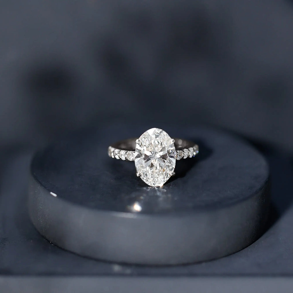 IGI Certified 3 Carat Lab Grown Oval Diamond Engagement Ring for Women