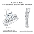 IGI Certified 3 Carat Princess Cut Lab Grown Diamond Wedding Ring Set