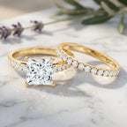 IGI Certified 3 Carat Princess Cut Lab Grown Diamond Wedding Ring Set
