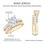 IGI Certified 3 Carat Princess Cut Lab Grown Diamond Wedding Ring Set