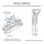 IGI Certified 4 Carat Princess Cut Lab Grown Diamond Engagement Ring With Wedding Band