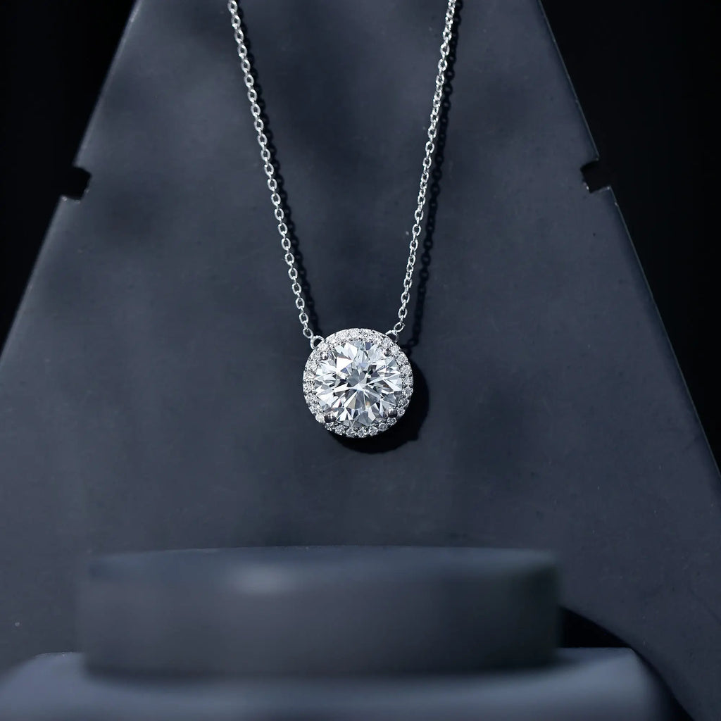 IGI Certified 4 Carat Round Lab Grown Diamond Statement Necklace