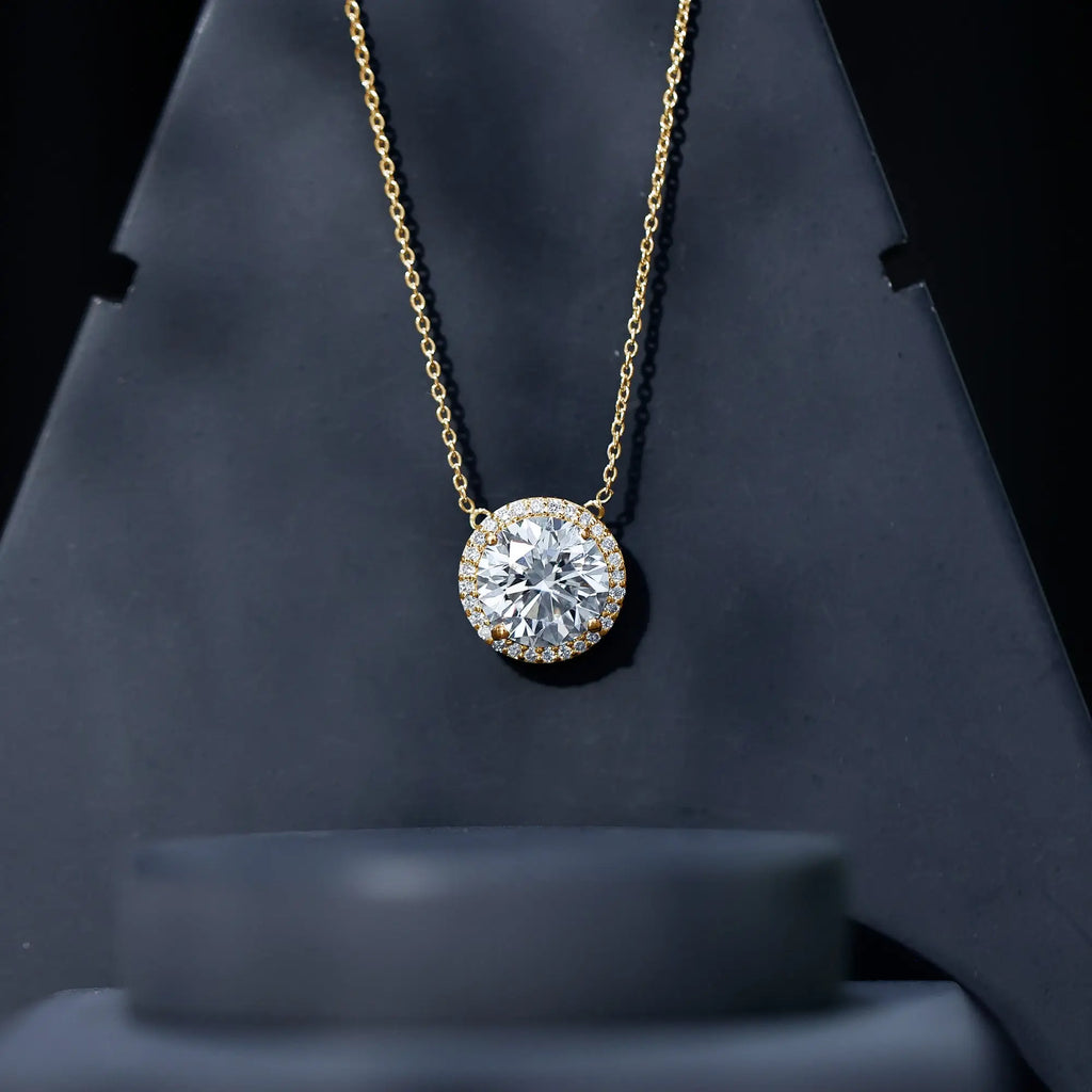 IGI Certified 4 Carat Round Lab Grown Diamond Statement Necklace