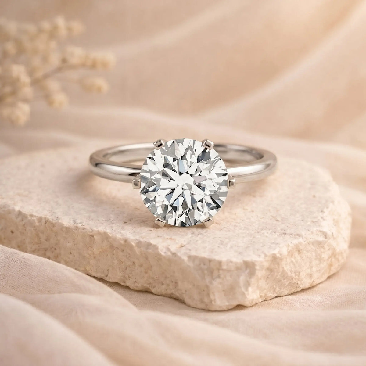 IGI Certified 5 Carat Lab Grown Diamond Solitaire Engagement Ring