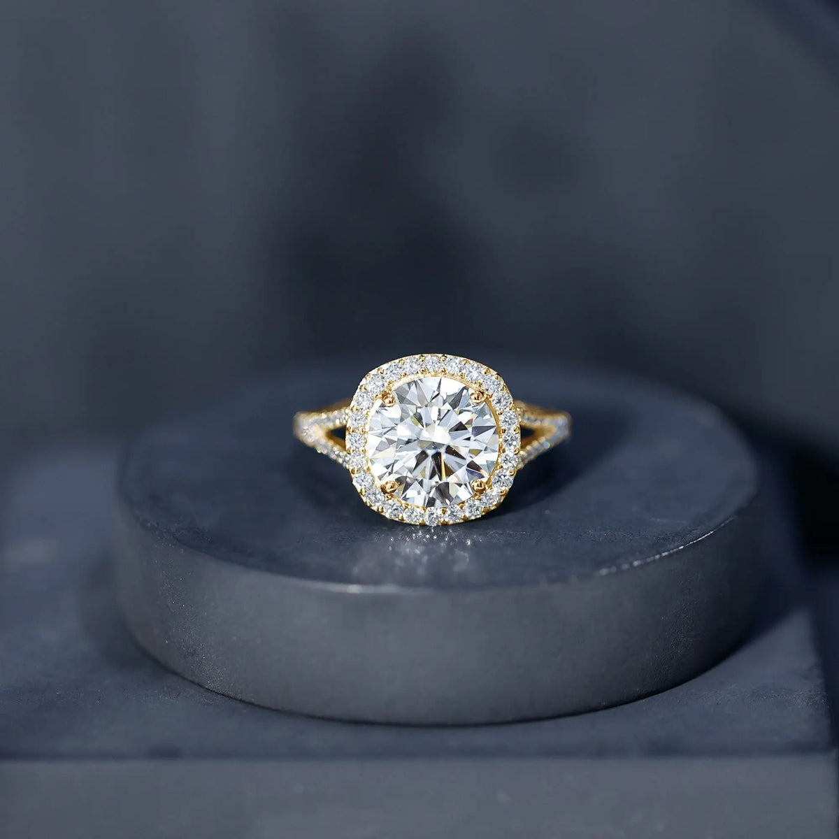 IGI Certified Lab Grown Diamond Statement Engagement Ring with Split Shank