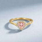 IGI Certified Lab Grown Pink Diamond Heart Promise Ring with Halo
