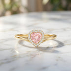 IGI Certified Lab Grown Pink Diamond Heart Promise Ring with Halo