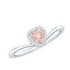 IGI Certified Lab Grown Pink Diamond Heart Promise Ring with Halo