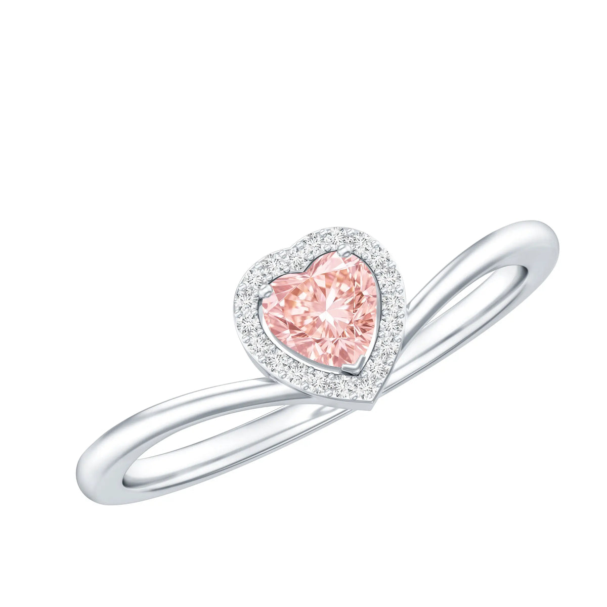 IGI Certified Lab Grown Pink Diamond Heart Promise Ring with Halo