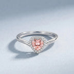 IGI Certified Lab Grown Pink Diamond Heart Promise Ring with Halo