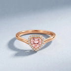 IGI Certified Lab Grown Pink Diamond Heart Promise Ring with Halo