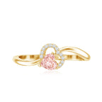 IGI Certified Lab Grown Pink Diamond Heart Promise Ring with Twisted Band