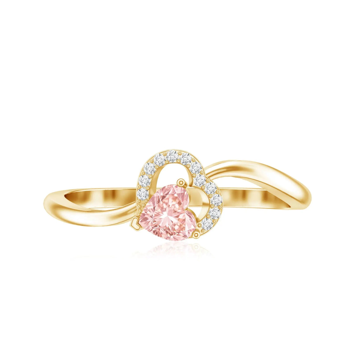 IGI Certified Lab Grown Pink Diamond Heart Promise Ring with Twisted Band