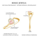 IGI Certified Lab Grown Pink Diamond Heart Promise Ring with Twisted Band