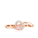 IGI Certified Lab Grown Pink Diamond Heart Promise Ring with Twisted Band