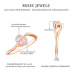 IGI Certified Lab Grown Pink Diamond Heart Promise Ring with Twisted Band