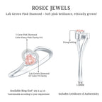 IGI Certified Lab Grown Pink Diamond Heart Promise Ring with Twisted Band