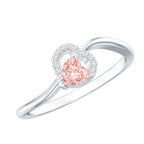 IGI Certified Lab Grown Pink Diamond Heart Promise Ring with Twisted Band