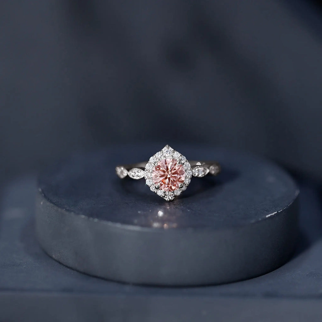 IGI Certified Lab Grown Pink White Diamond Designer Engagement Ring