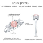 IGI Certified Lab Grown Pink White Diamond Flower Engagement Ring
