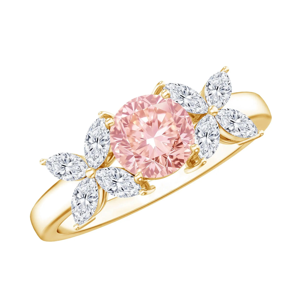 IGI Certified Lab Grown Pink White Diamond Flower Engagement Ring