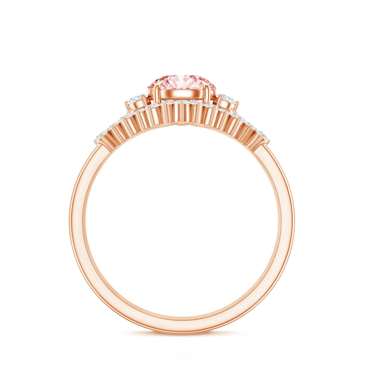 IGI Certified Lab Grown Pink White Diamond Trio Wedding Ring Set