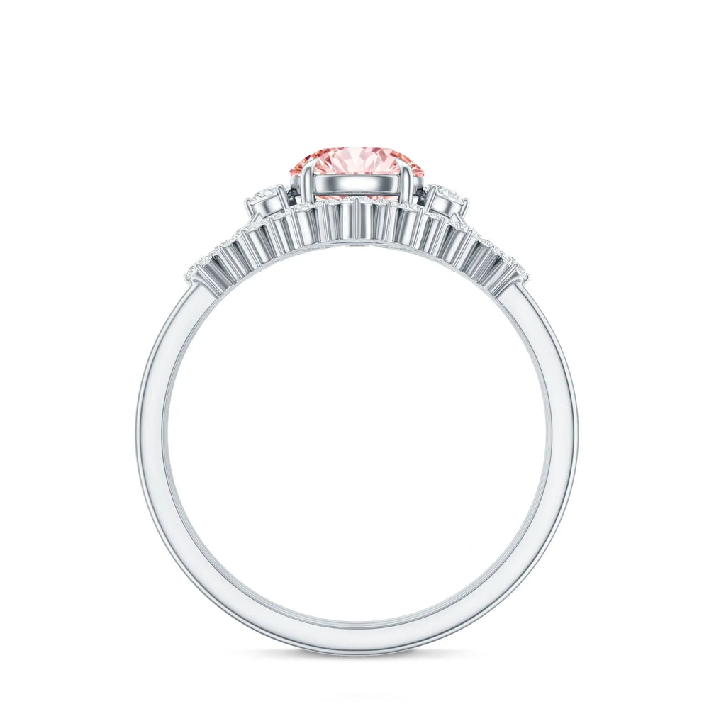 IGI Certified Lab Grown Pink White Diamond Trio Wedding Ring Set