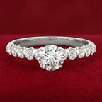 IGI Certified Round Lab Grown Diamond Side Stone Engagement Ring