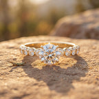IGI Certified Round Lab Grown Diamond Side Stone Engagement Ring