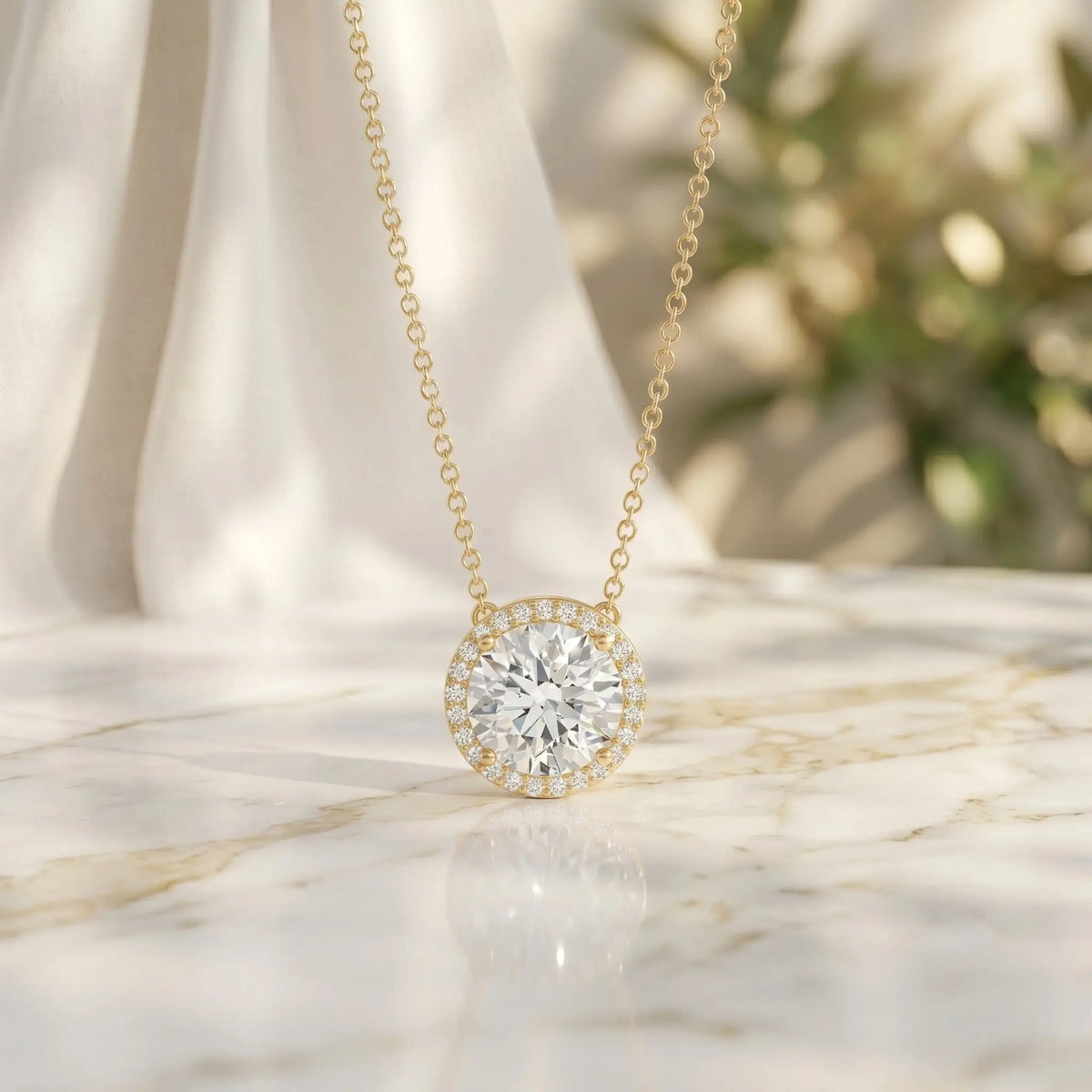 IGI Certified Round Lab Grown Diamond Wedding Necklace for Women