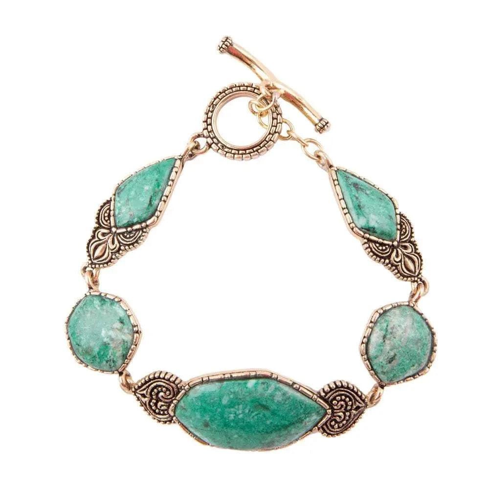 Ikkat Green Chrysocolla Golden Link Bracelet - Maven Couture IncBracelets