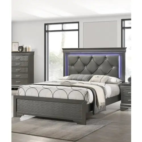 Indulge in luxury with the dark gray faux leather tufted headboard $699.99 specification product information item