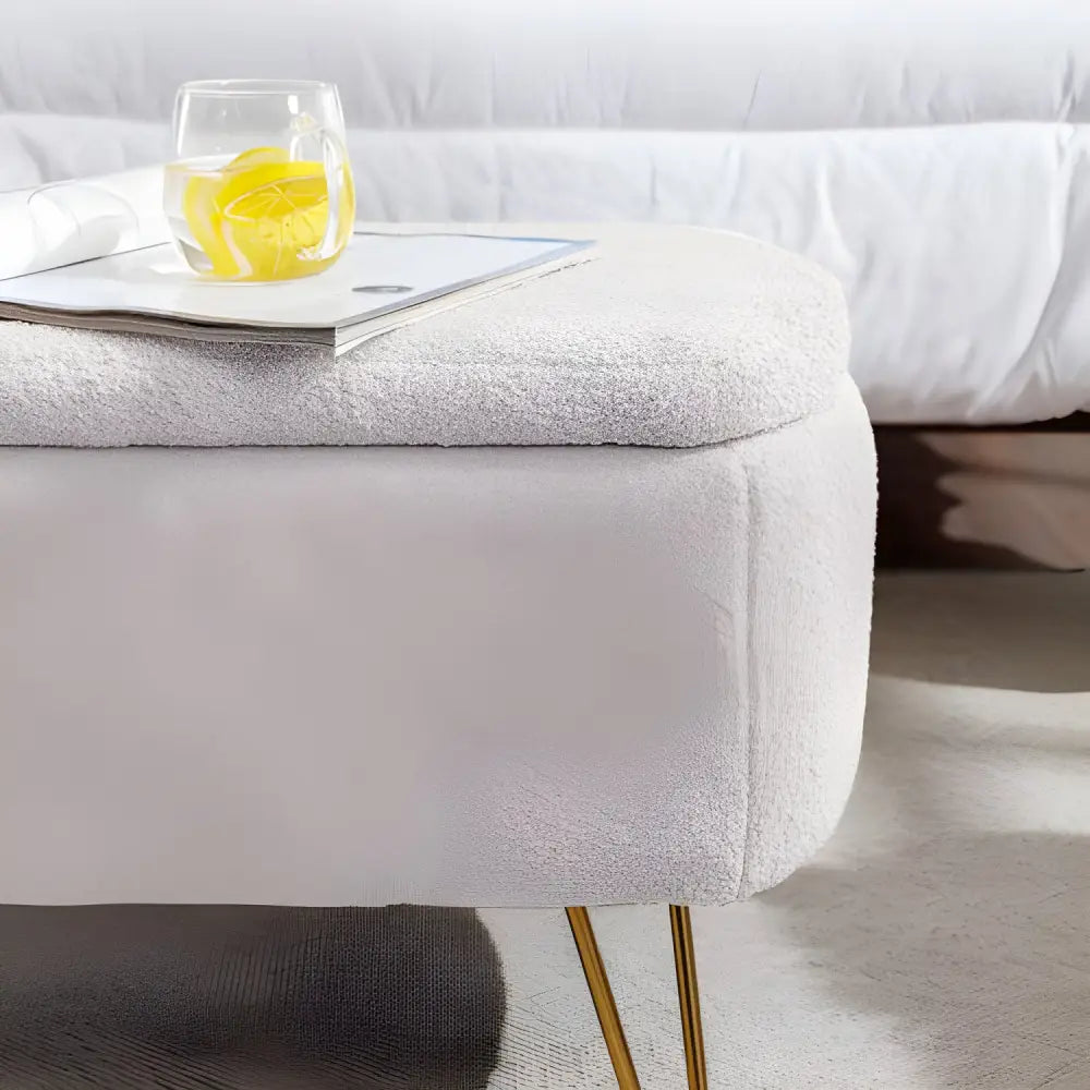 Ivory white storage ottoman bench redefines luxury fashion for woman $249 furniture specification product information