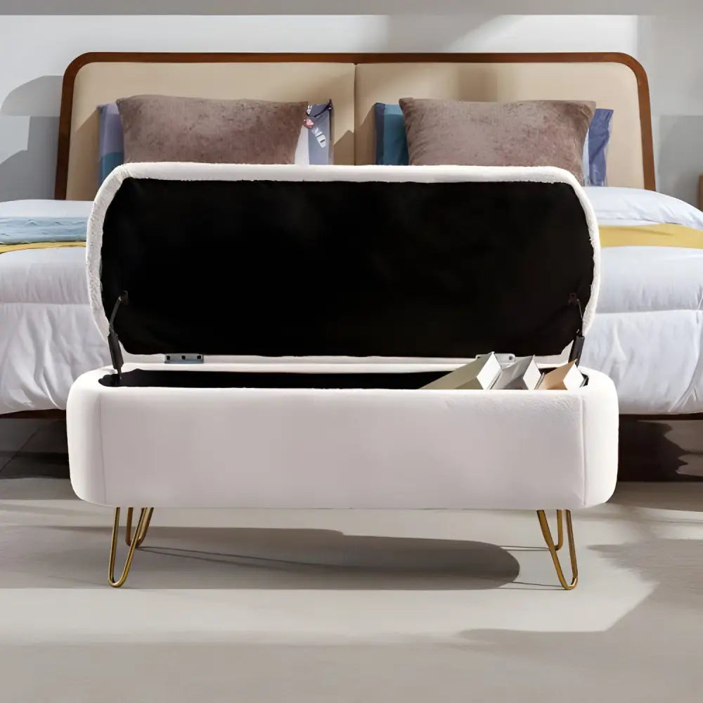 Ivory white storage ottoman bench redefines luxury fashion for woman $249 furniture specification product information