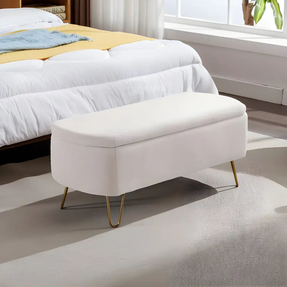 Ivory white storage ottoman bench redefines luxury fashion for woman $249 furniture specification product information