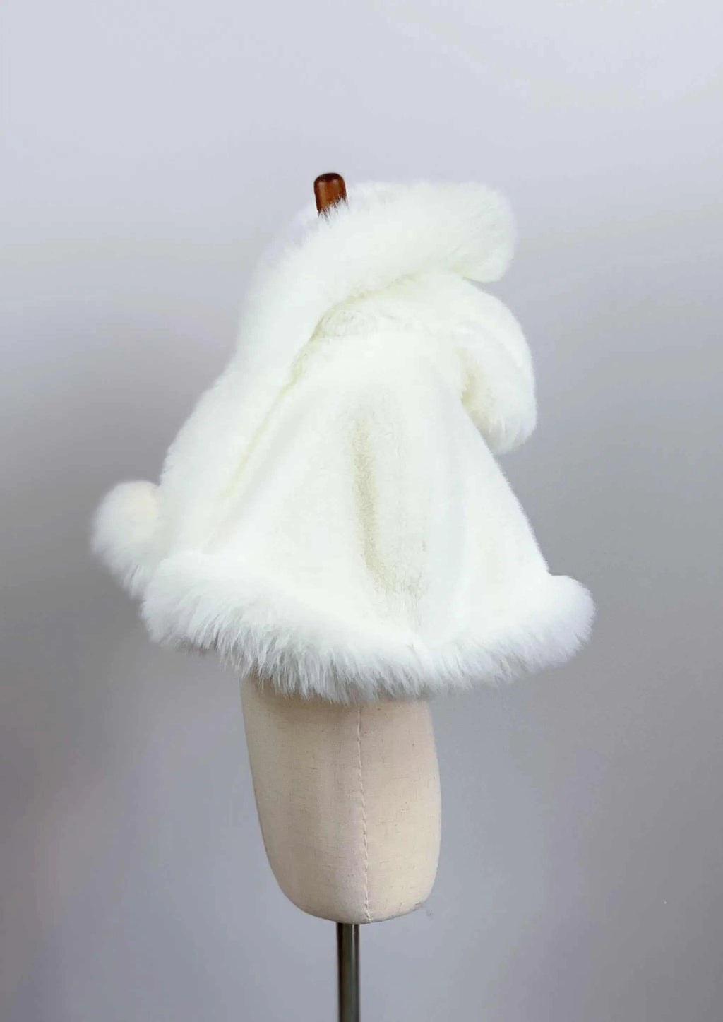 Ivory / White Faux Fur Flower Girl Cape Shawl Stole Coat (Amy Wht01)