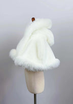 Ivory / White Faux Fur Flower Girl Cape Shawl Stole Coat (Amy Wht01)