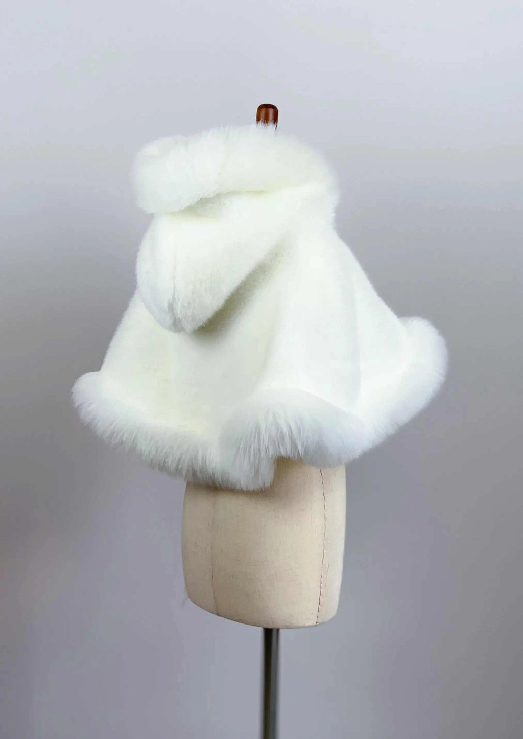 Ivory / White Faux Fur Flower Girl Cape Shawl Stole Coat (Amy Wht01)