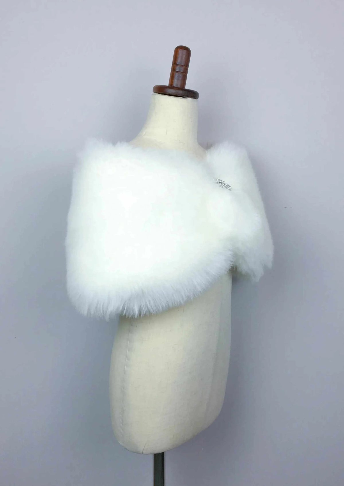 Ivory White Flower Girl / Junior Bridesmaid Fur Shawl (Kid Wht01)