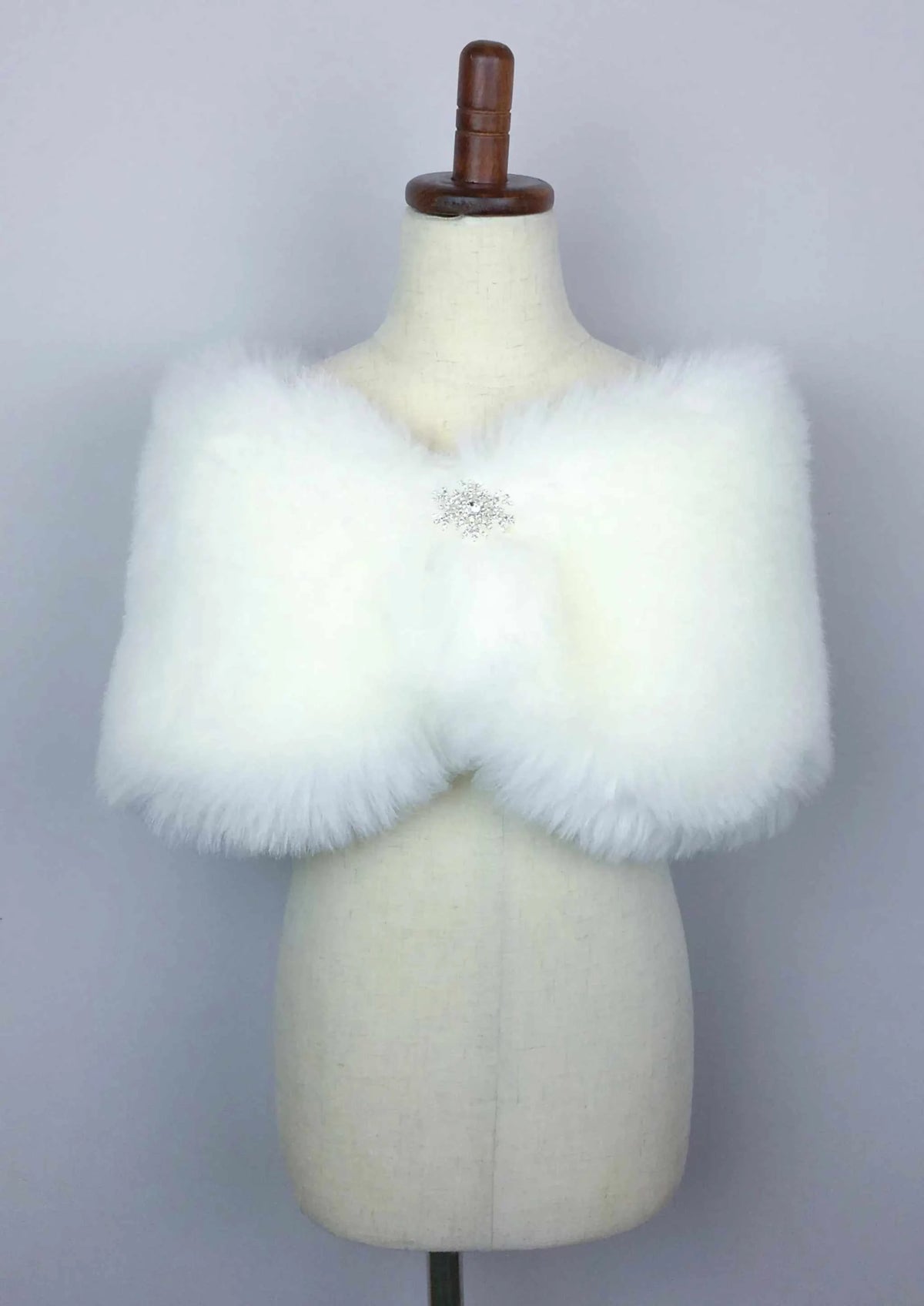 Ivory White Flower Girl / Junior Bridesmaid Fur Shawl (Kid Wht01)