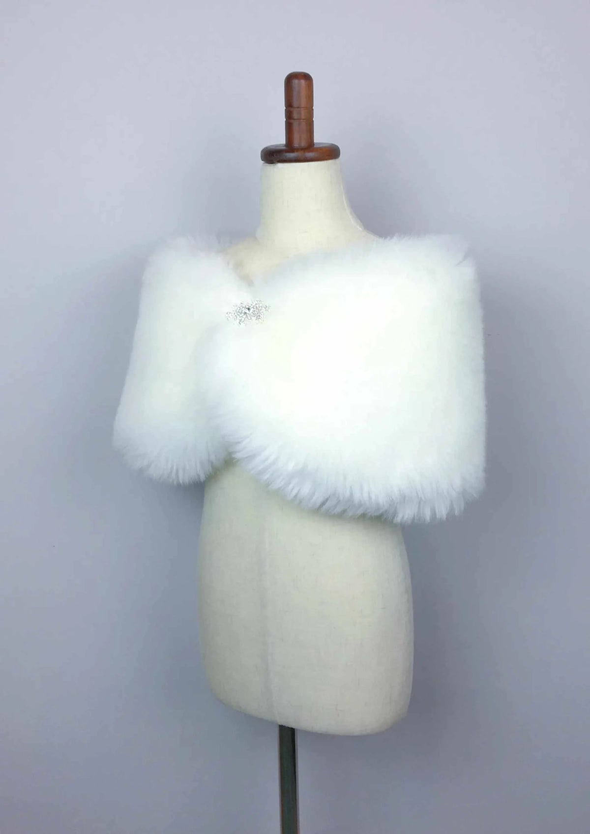 Ivory White Flower Girl / Junior Bridesmaid Fur Shawl (Kid Wht01)