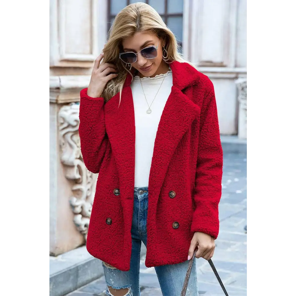 Elevate your style with the ivy lane luxury sherpa coat $35 pattern solid casual, urban double-breasted, pocketed lapel