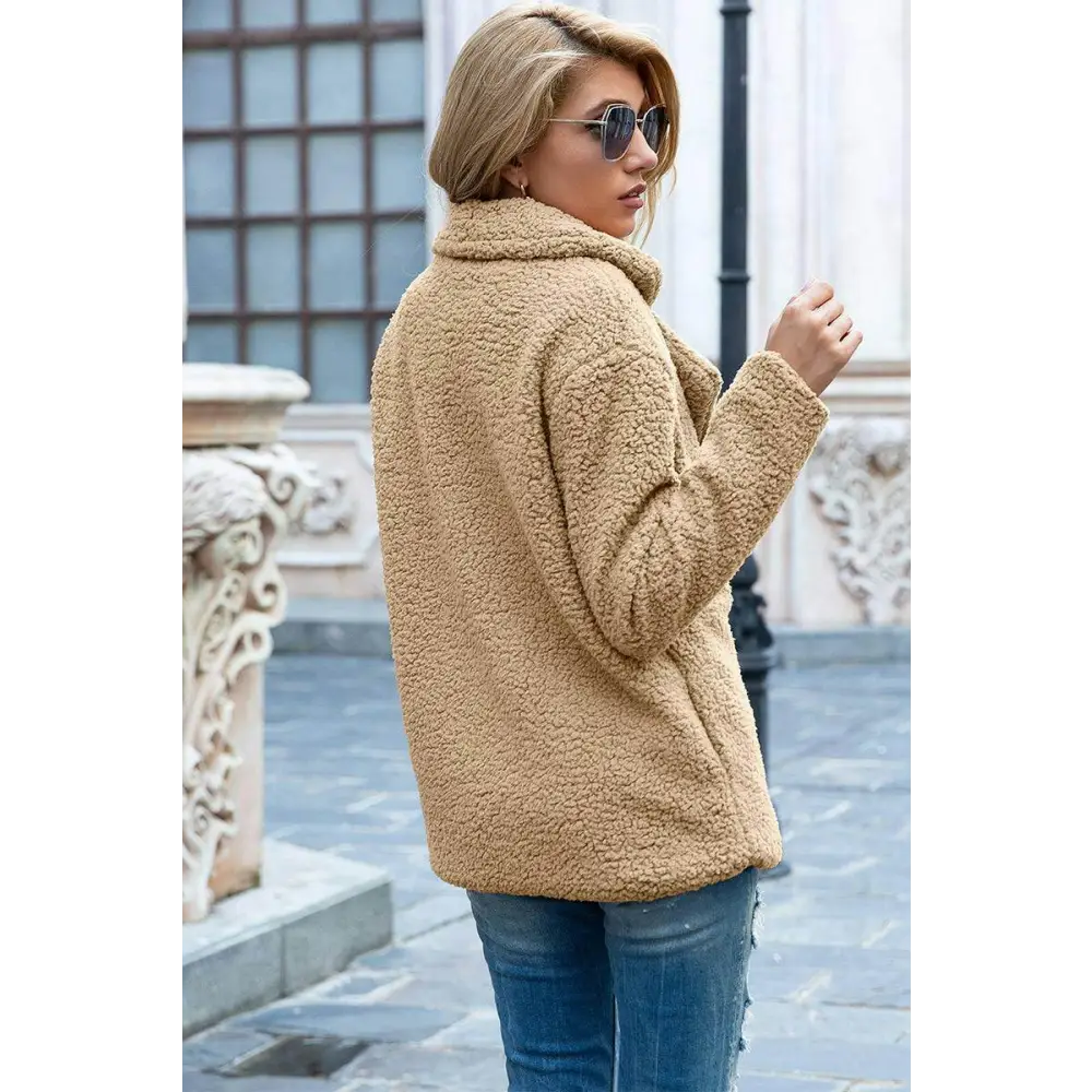 Elevate your style with the ivy lane luxury sherpa coat $35 pattern solid casual, urban double-breasted, pocketed lapel