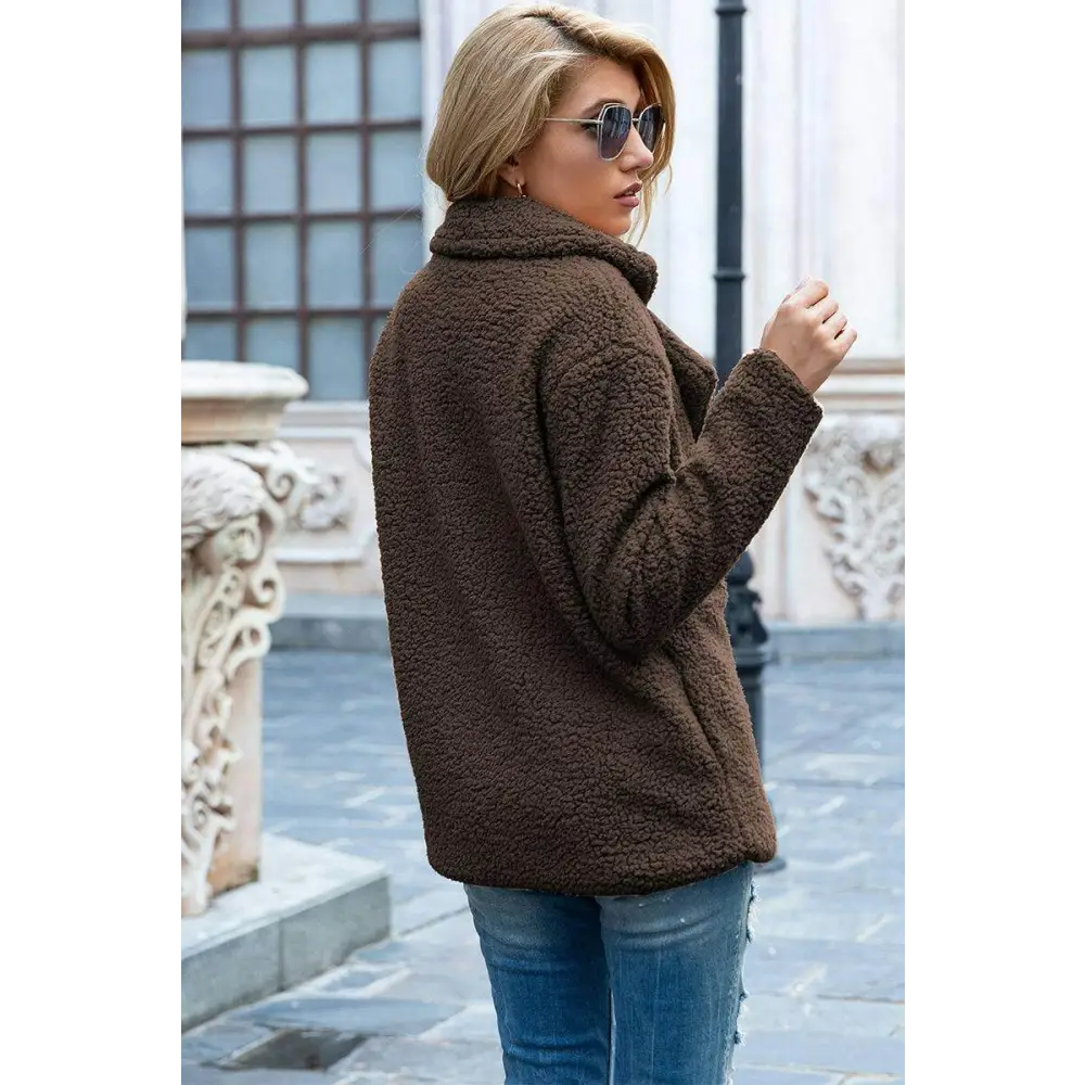 Elevate your style with the ivy lane luxury sherpa coat $35 pattern solid casual, urban double-breasted, pocketed lapel