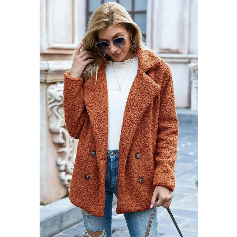 Elevate your style with the ivy lane luxury sherpa coat $35 pattern solid casual, urban double-breasted, pocketed lapel