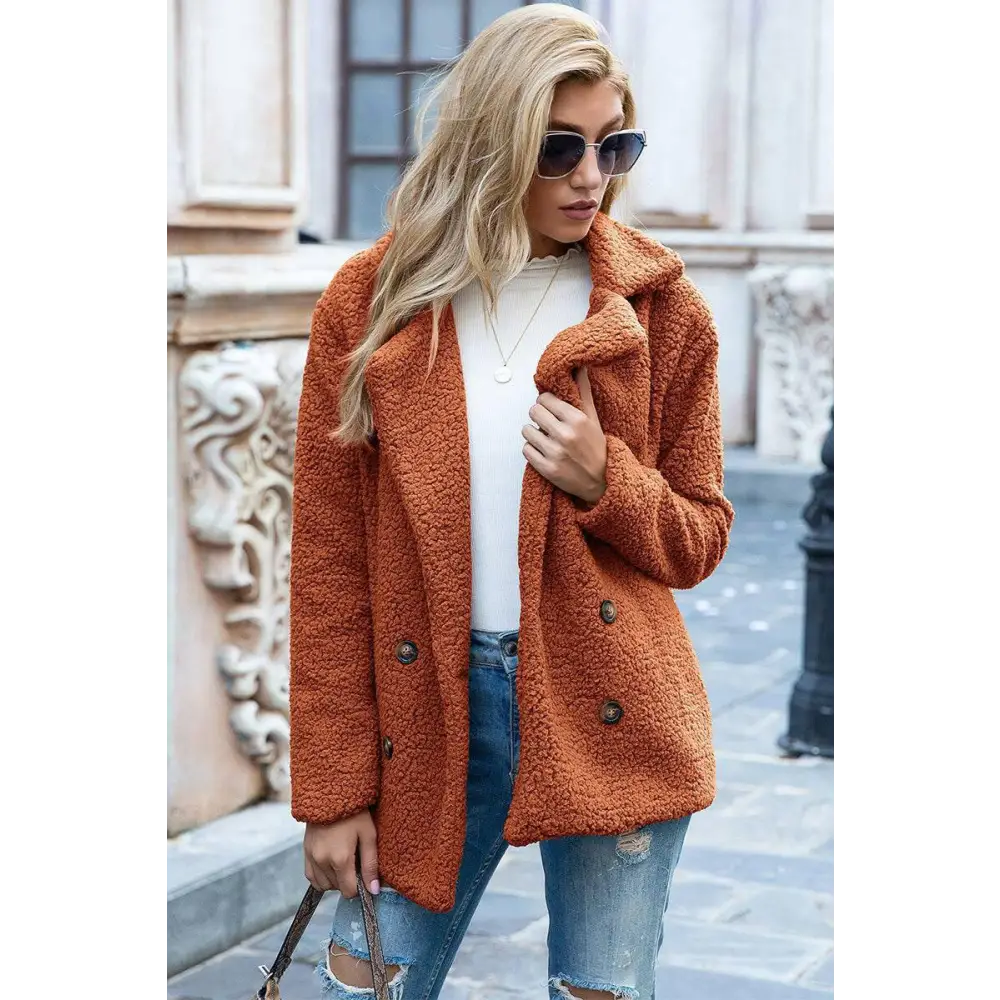 Elevate your style with the ivy lane luxury sherpa coat $35 pattern solid casual, urban double-breasted, pocketed lapel